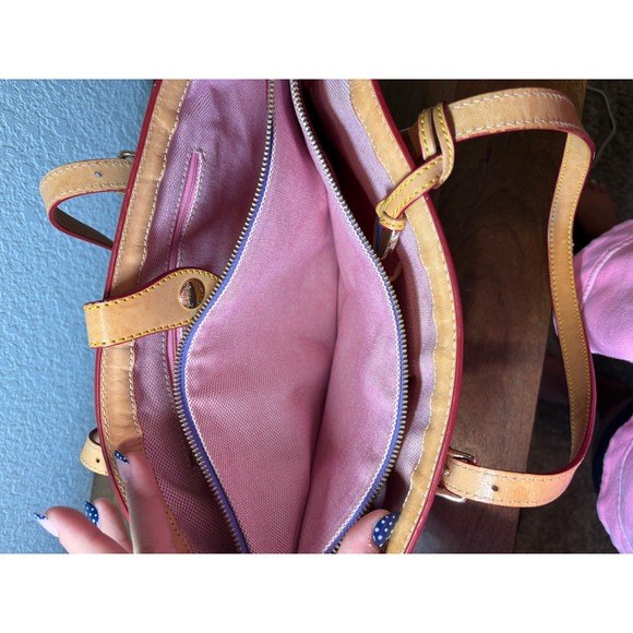 Dooney & Bourke DB Monogram Tote Bag Purse Lavender and White Leather Trim Y2K - Picture 6 of 8